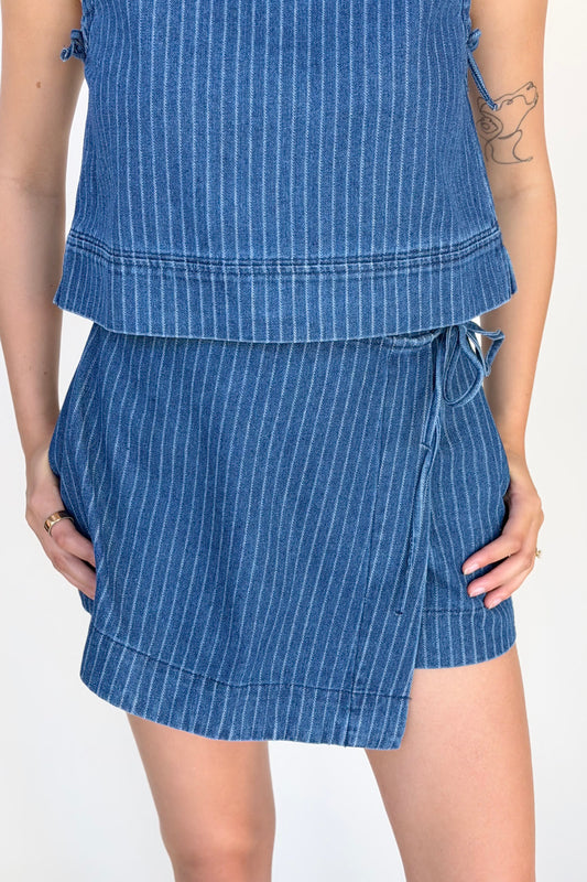 Stella Pinstripe Denim Skort
