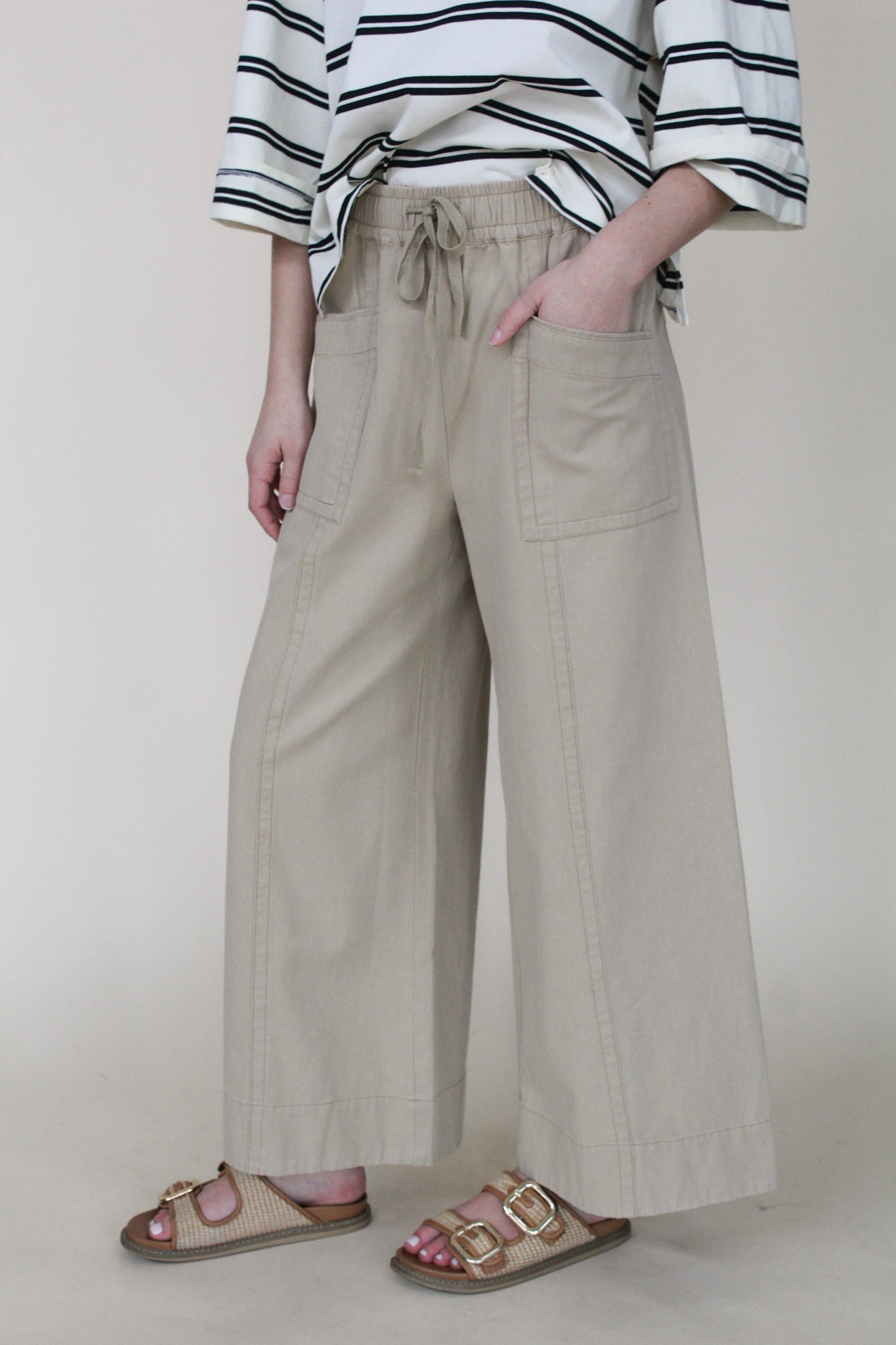 Mineral Wash Wide Leg Elastic Pant