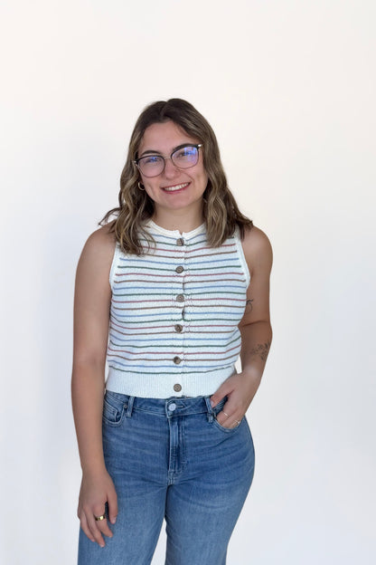Maddy Striped Button Top