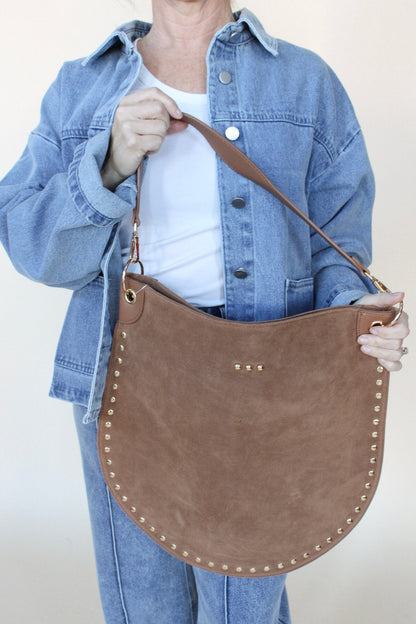 Rosalie Rivet Suede Hobo Bag