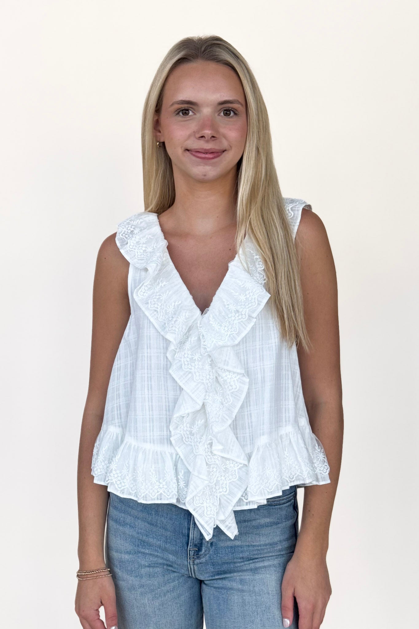 Jenni Ruffle Sleeveless Blouse