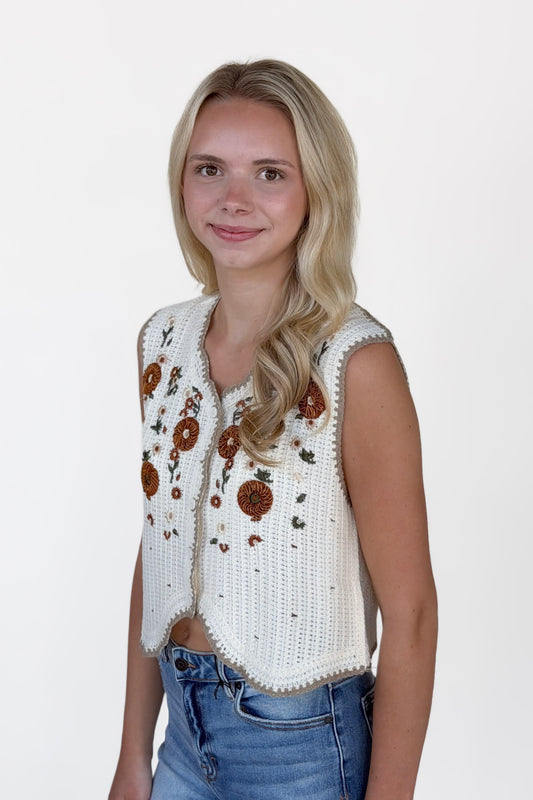 Fiona Embroidered Crochet Top