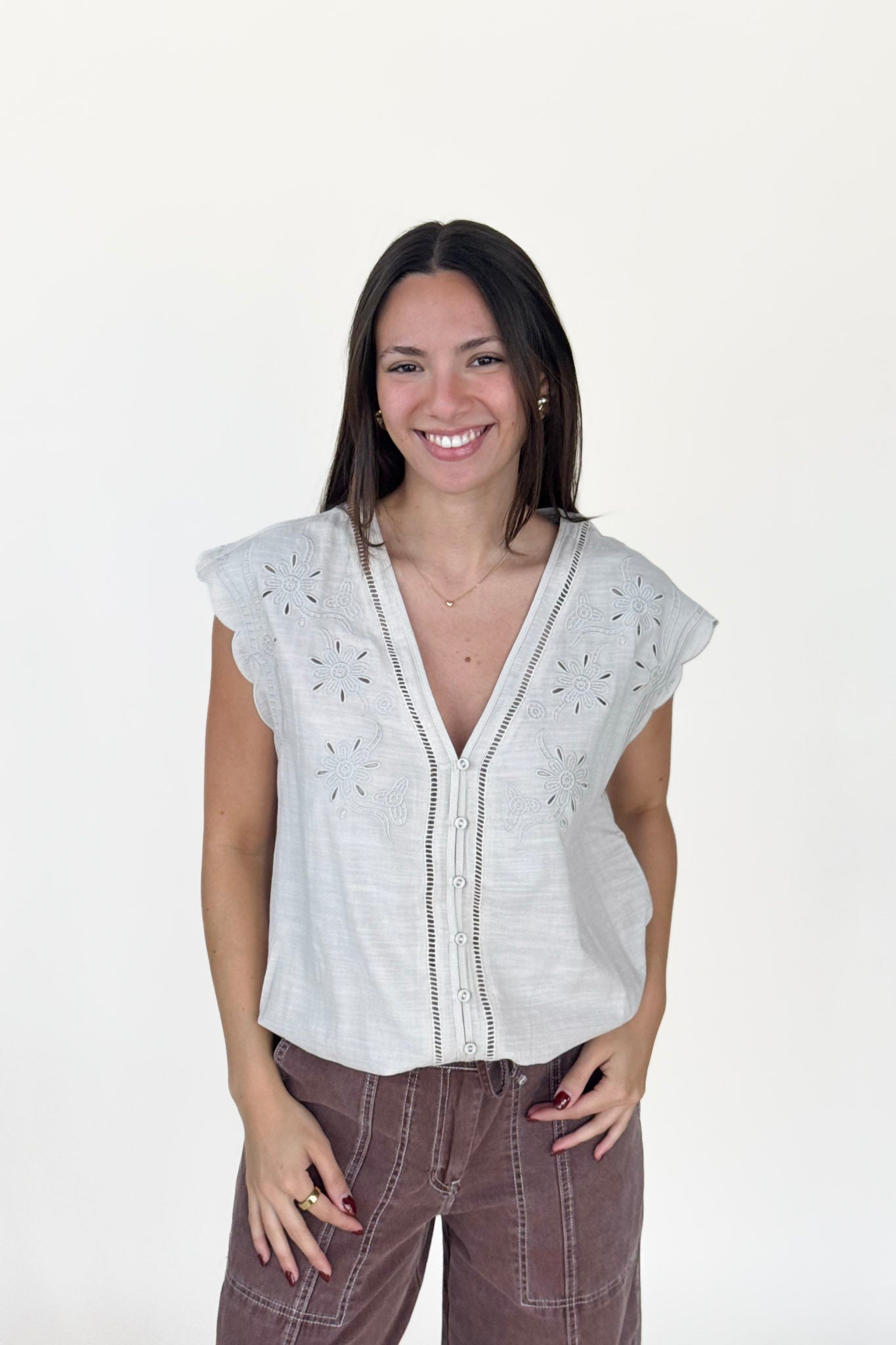 Heather Embroidered Top