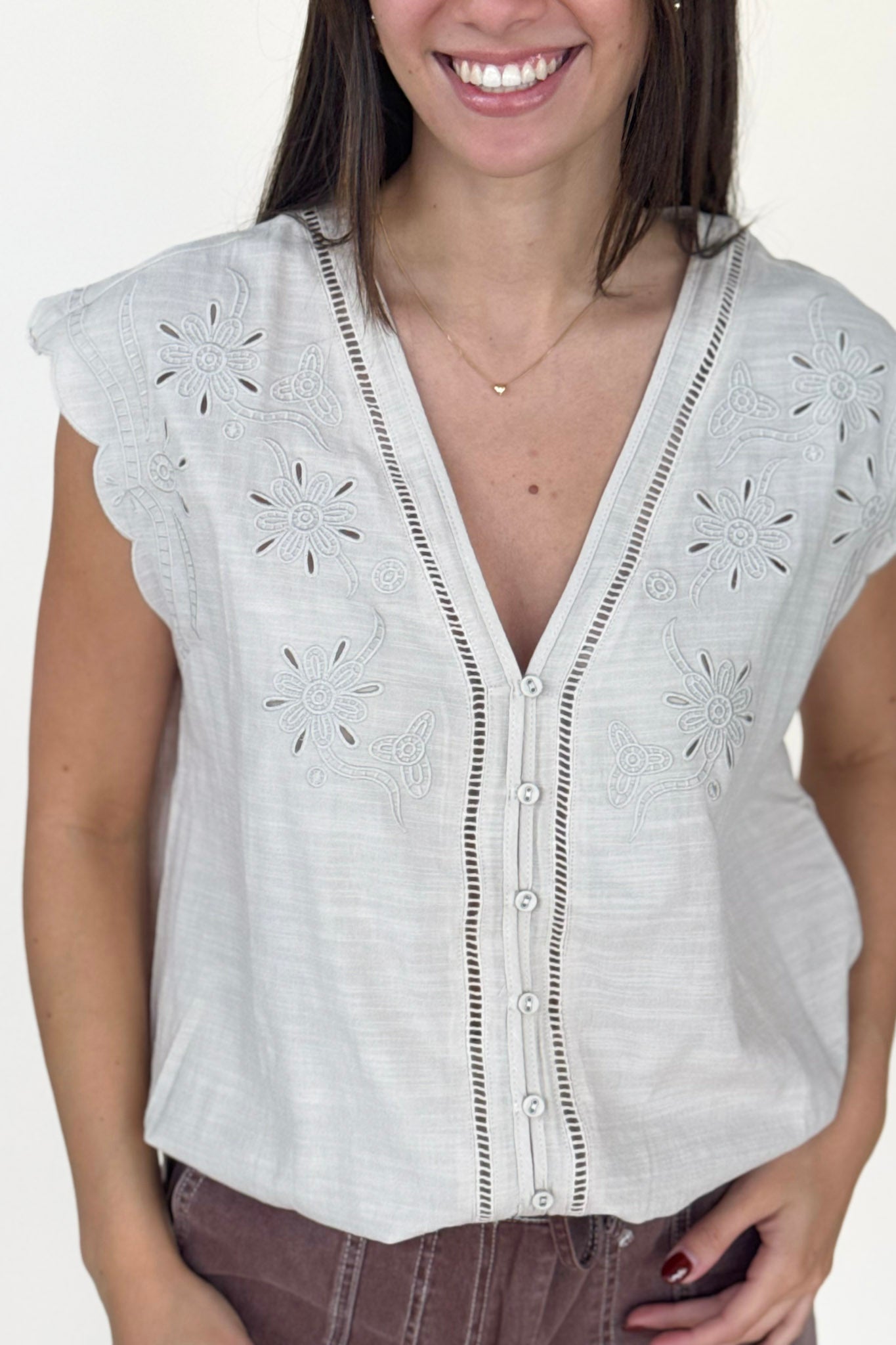 Heather Embroidered Top