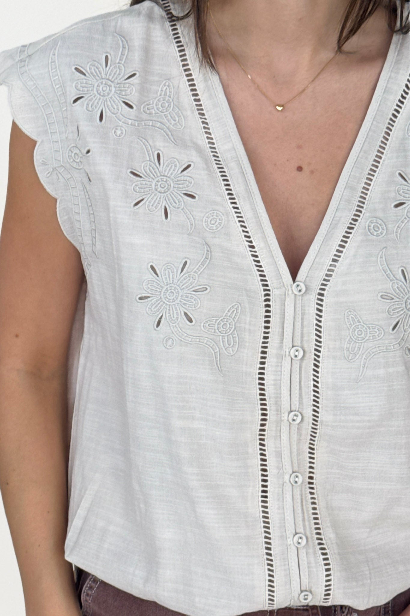 Heather Embroidered Top