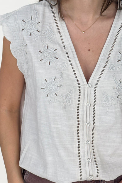 Heather Embroidered Top