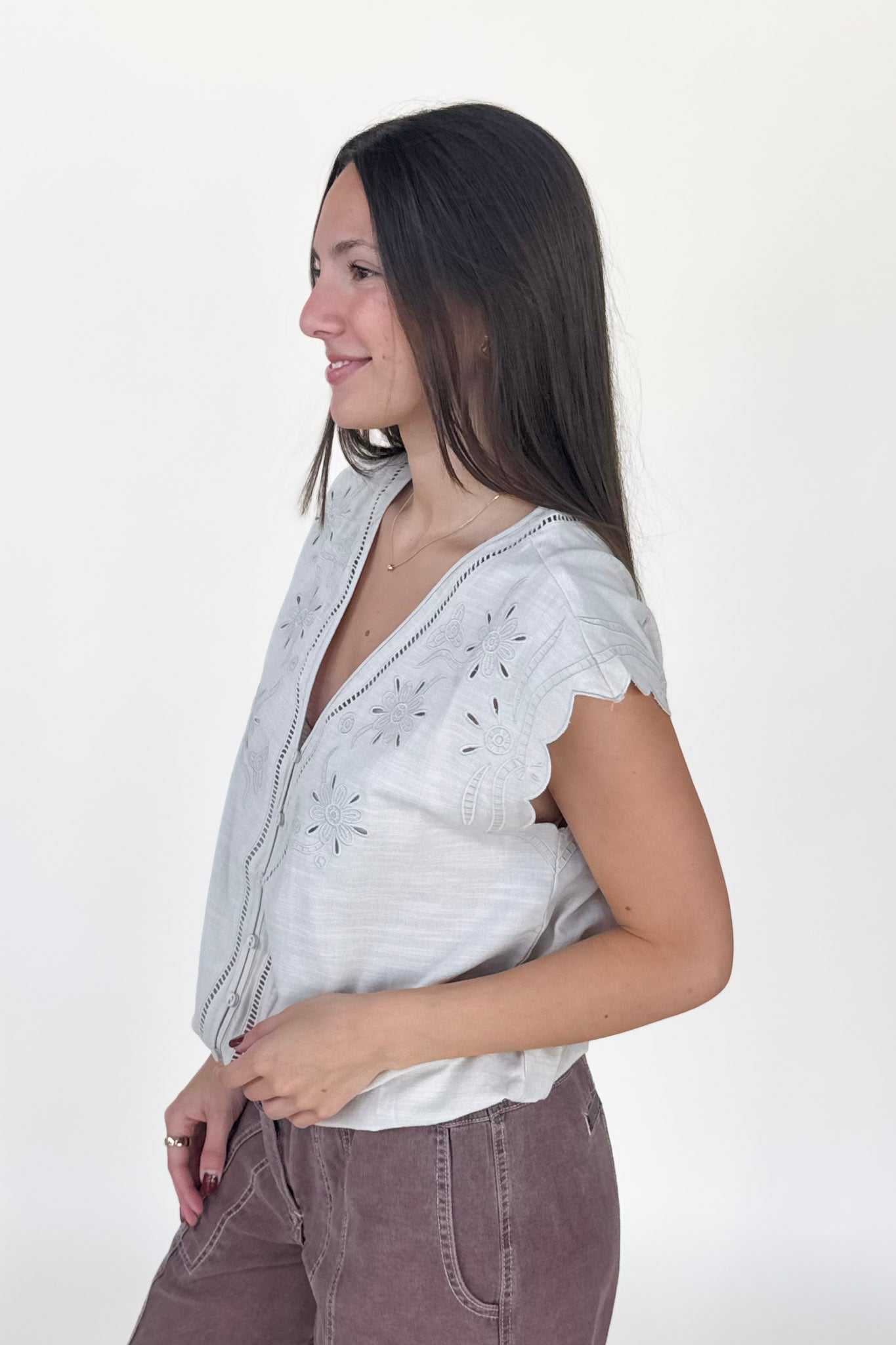 Heather Embroidered Top