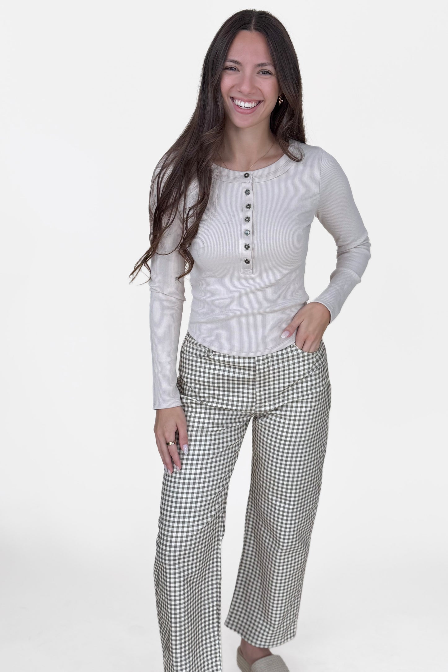 Livy Gingham Barrel Pants