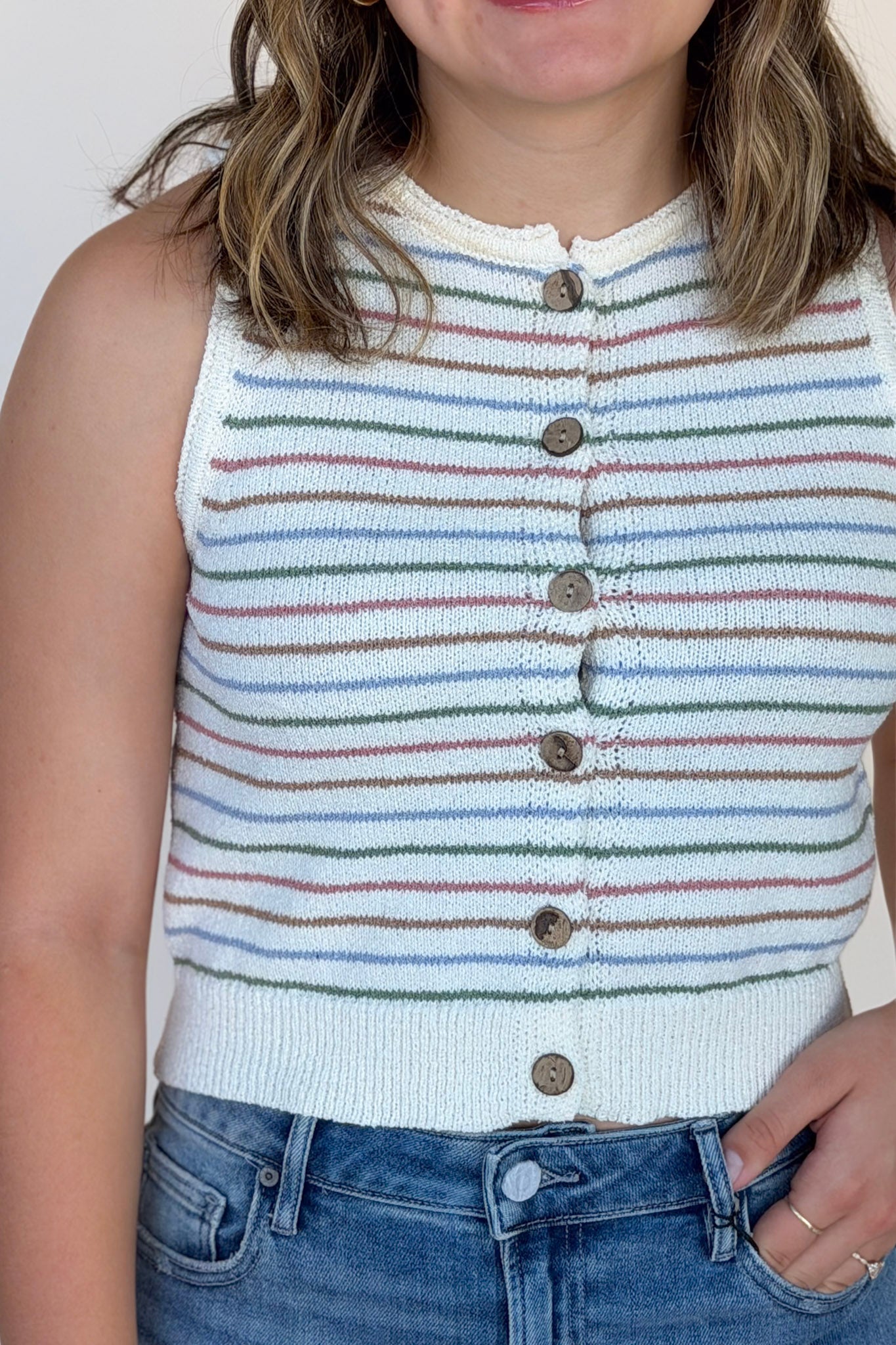 Maddy Striped Button Top