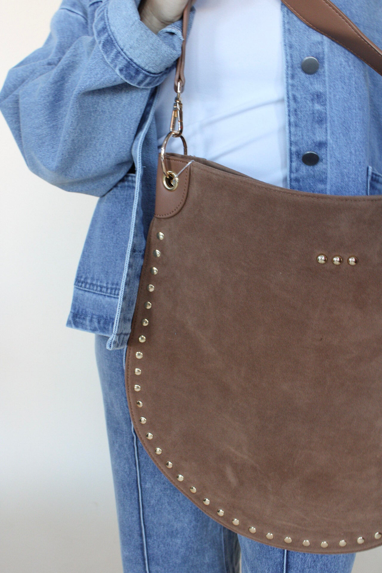 Rosalie Rivet Suede Hobo Bag