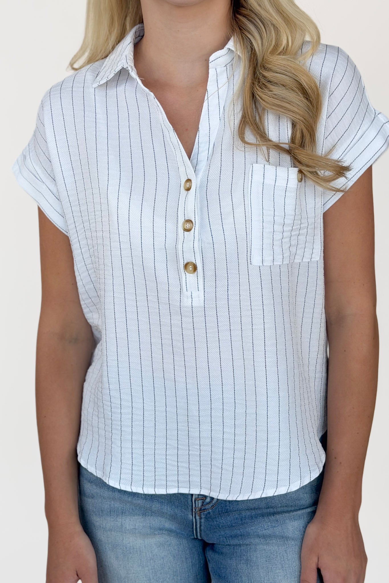 Halley Striped Collared Blouse