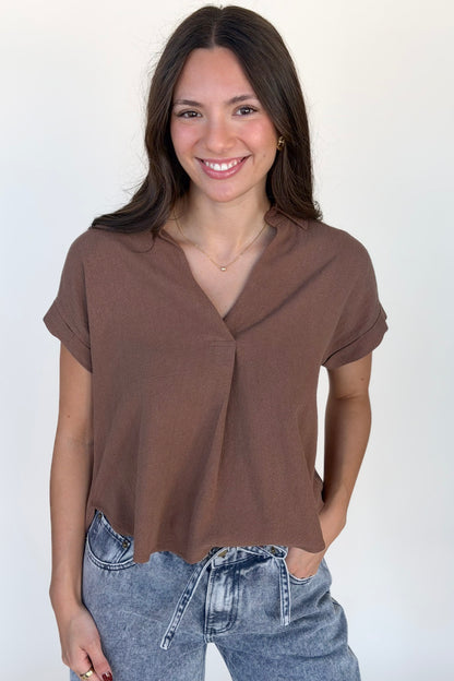 Stacy Collared Linen Top