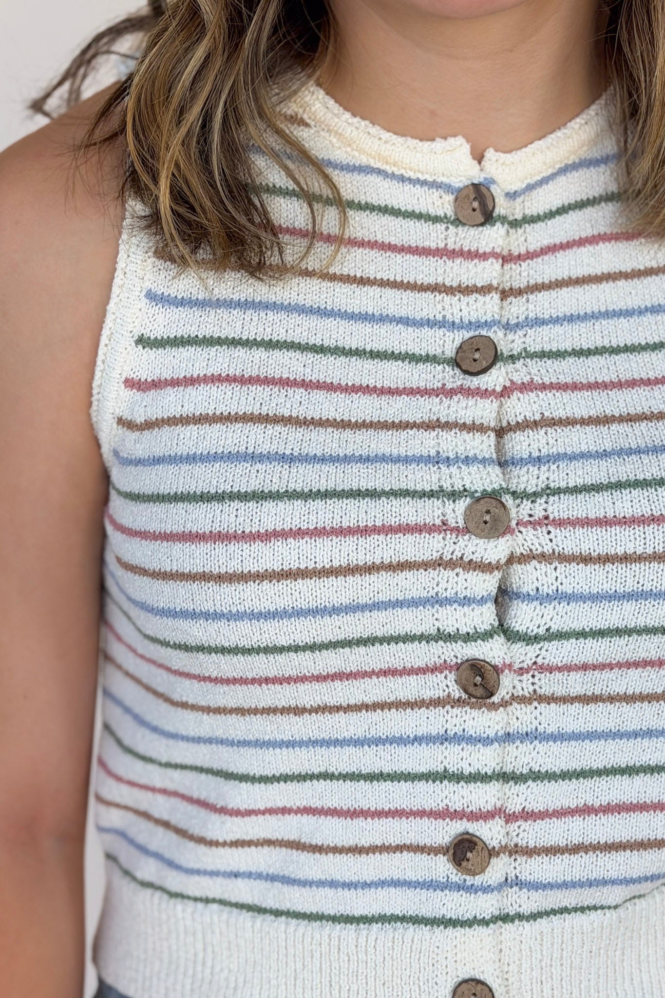 Maddy Striped Button Top