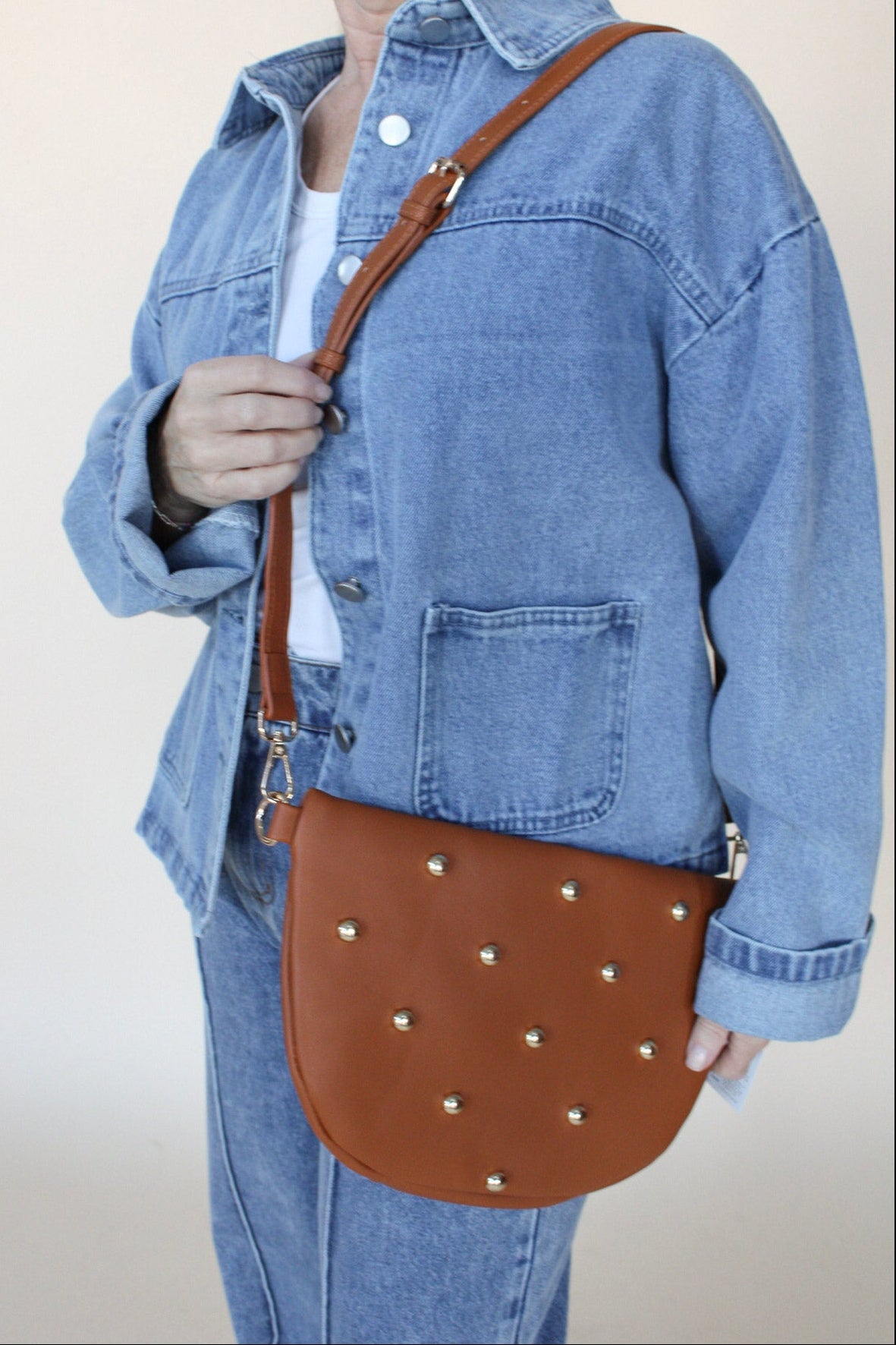 Chic Gold Studded Bum Bag