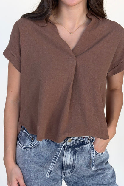 Stacy Collared Linen Top