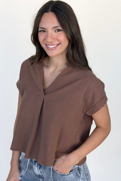 Stacy Collared Linen Top