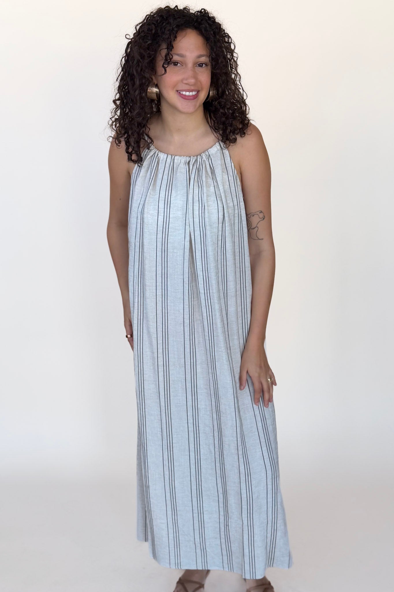 Laurel Linen Halter Maxi Dress