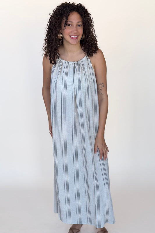Laurel Linen Halter Maxi Dress