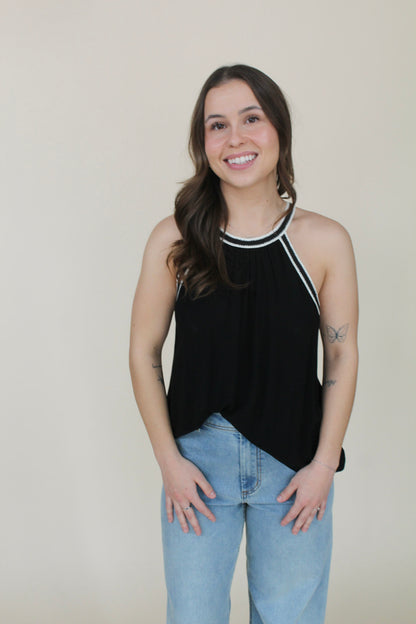 Winnie Crochet Lace Trim Halter Top