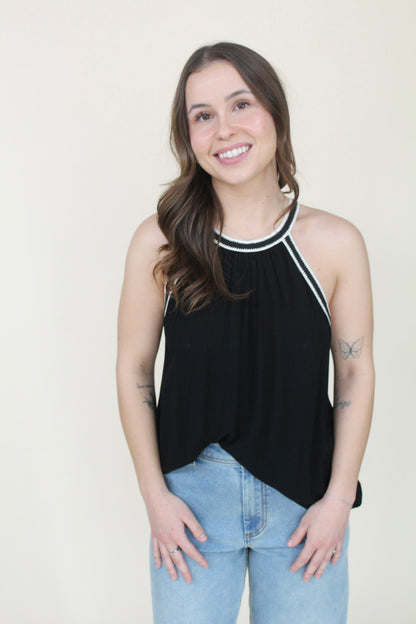 Winnie Crochet Lace Trim Halter Top