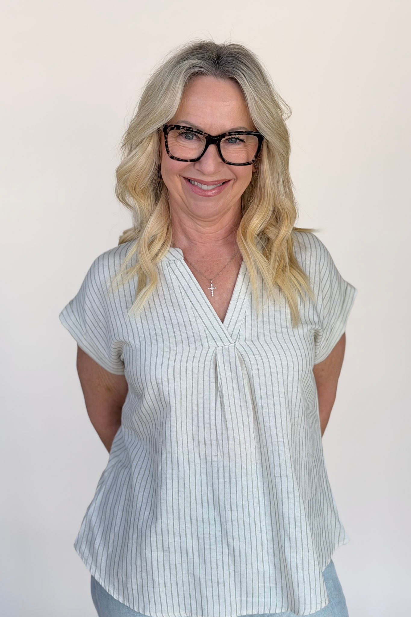 Sage Short Cuffed Blouse