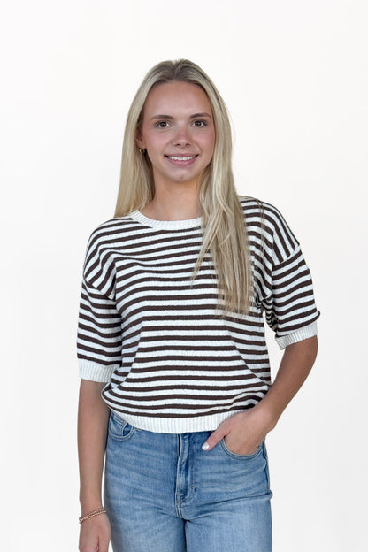 Ashley Stripe Short Sleeve Sweater