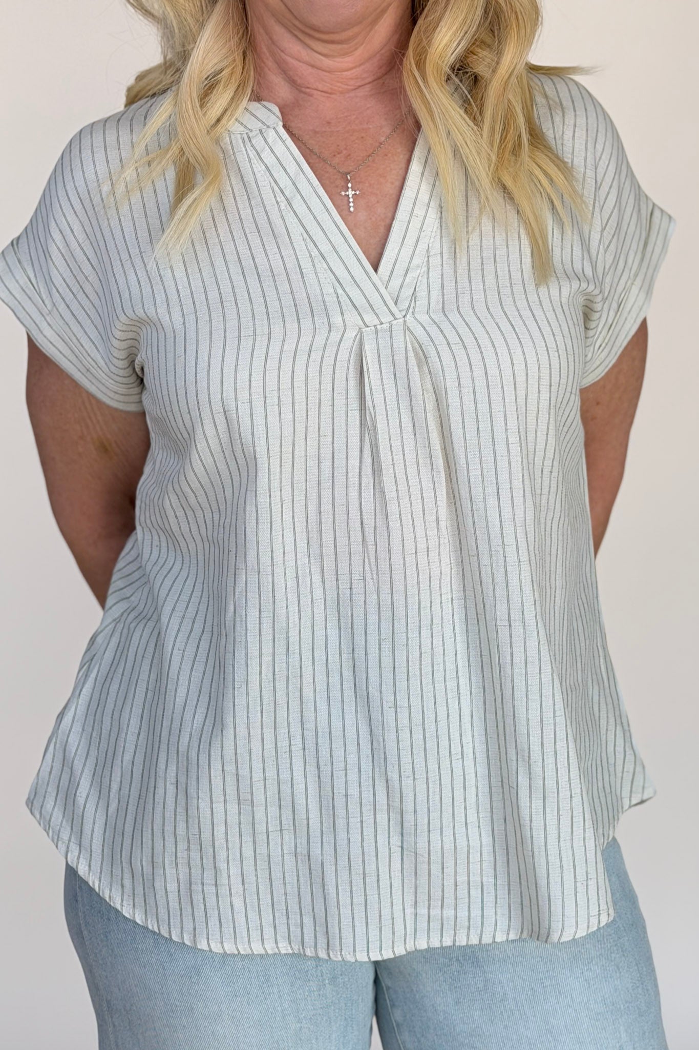 Sage Short Cuffed Blouse