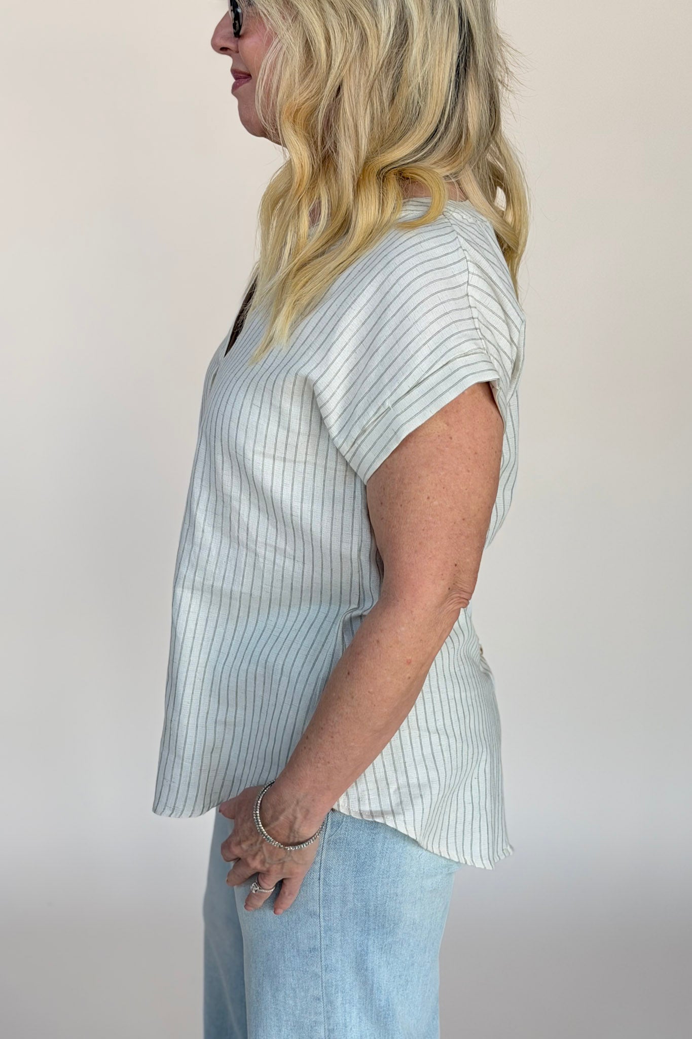 Sage Short Cuffed Blouse