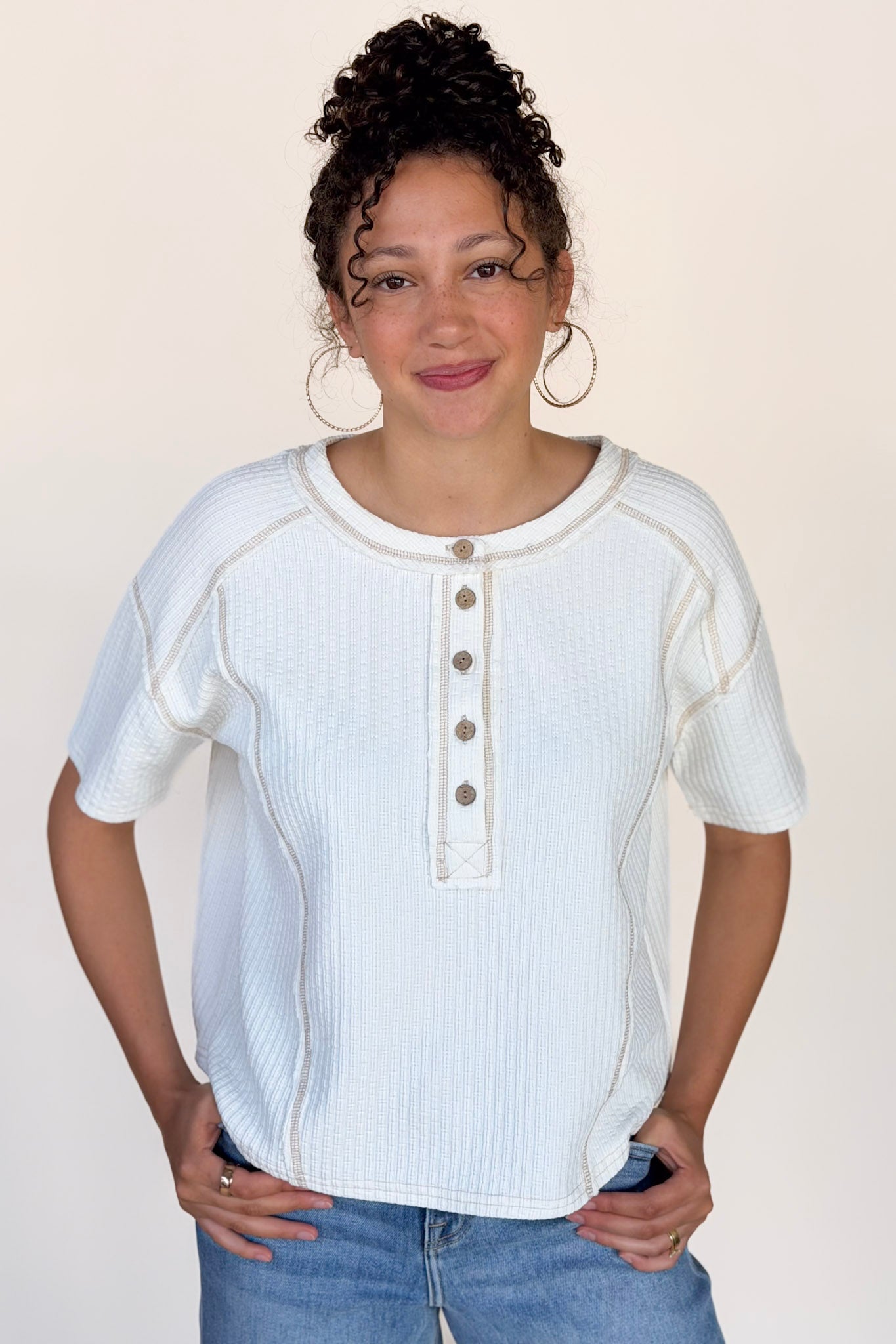 Kennedy Textured Henley Top