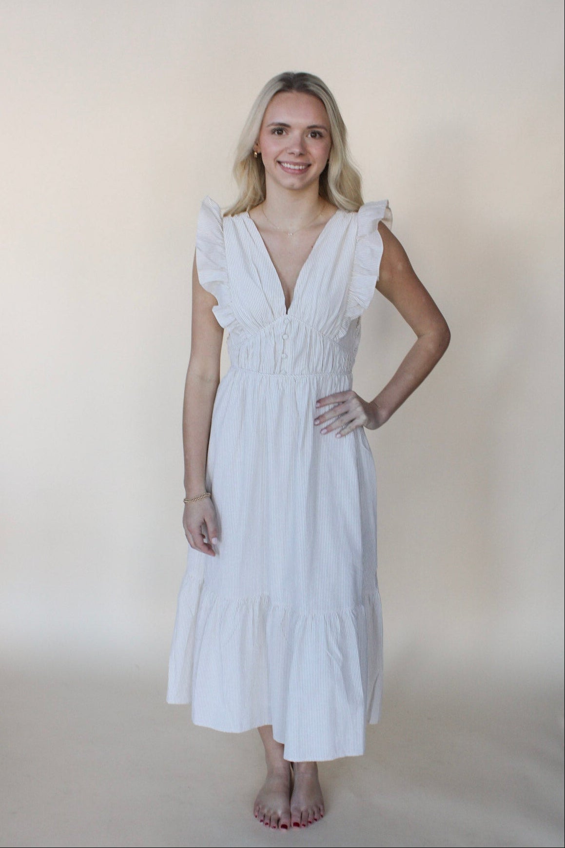 Striped Ruffle Maxi Dress