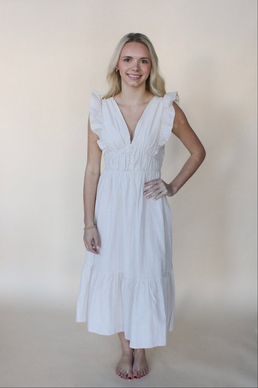 Striped Ruffle Maxi Dress