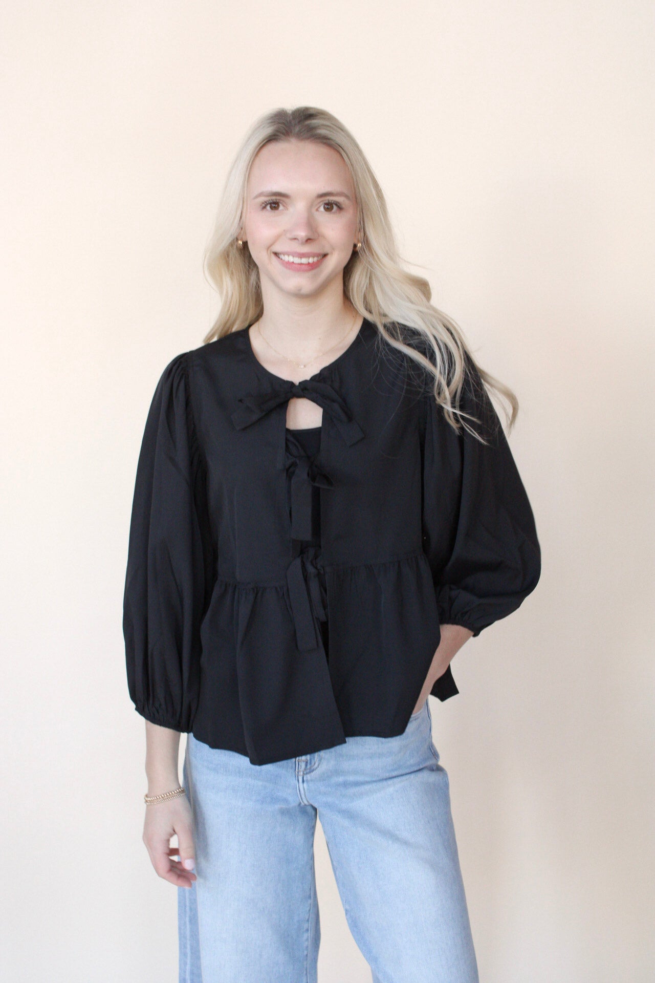 Bailey Woven Tie Blouse