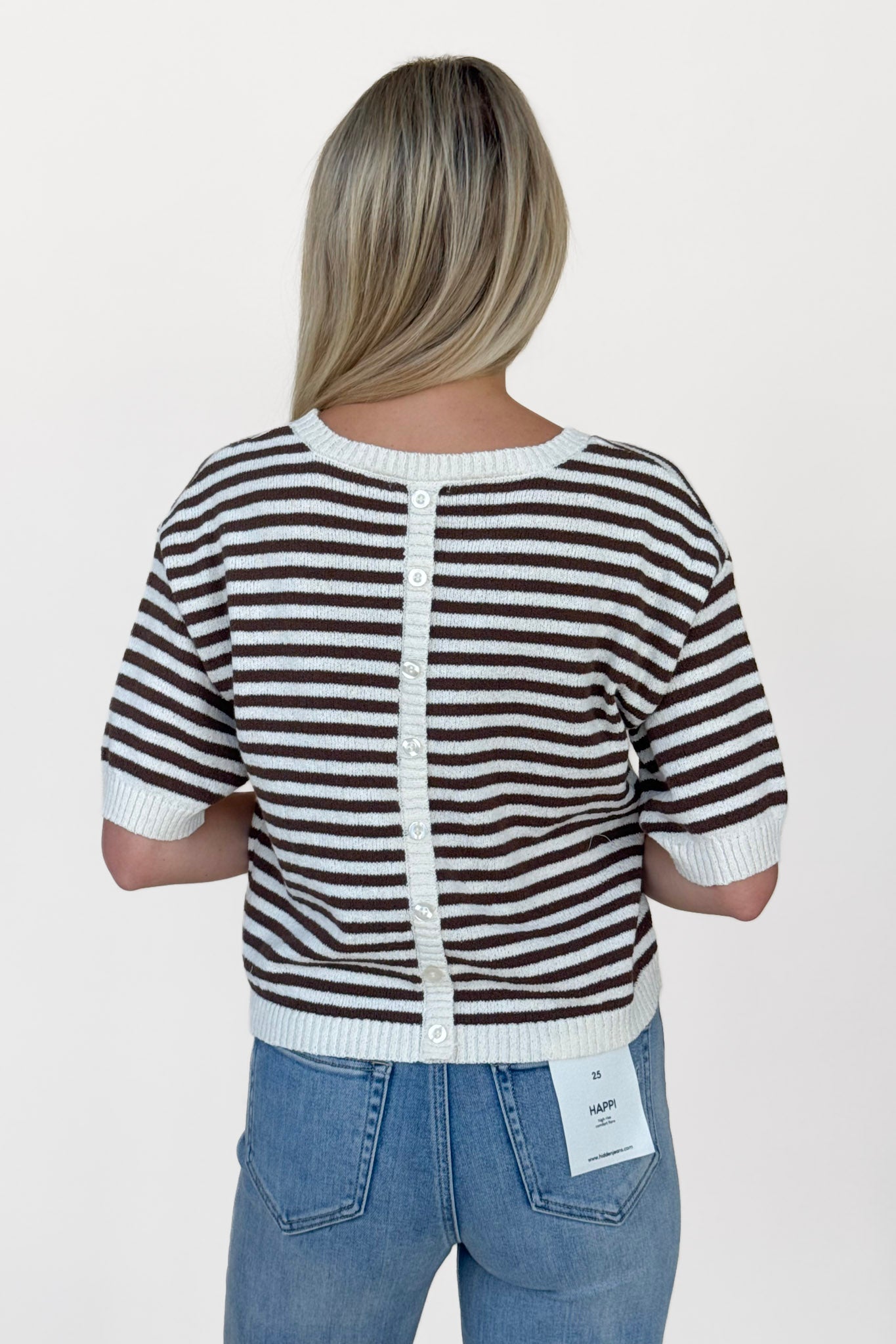 Ashley Stripe Short Sleeve Sweater
