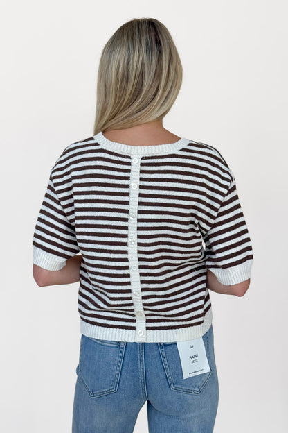 Ashley Stripe Short Sleeve Sweater