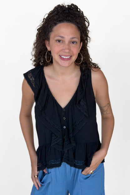 Tori Ruffle Sleeveless Blouse