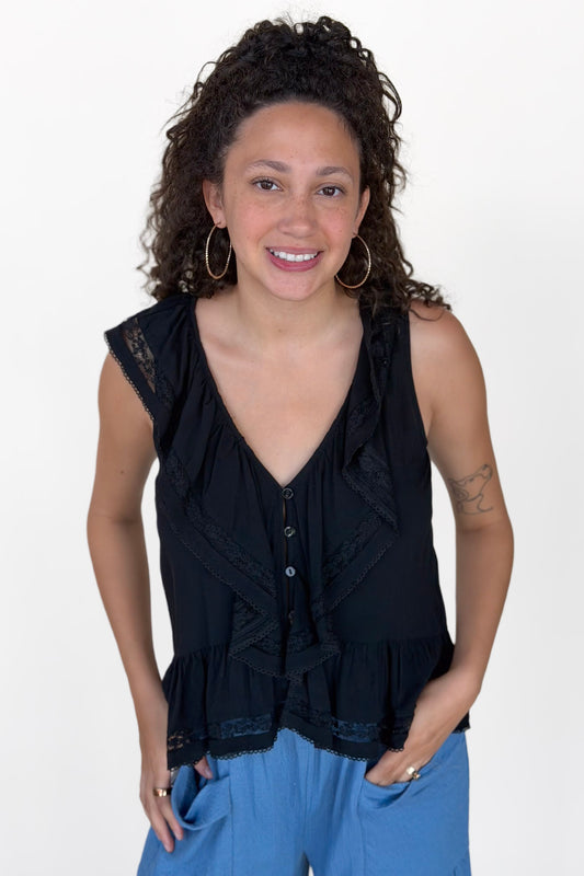 Tori Ruffle Sleeveless Blouse