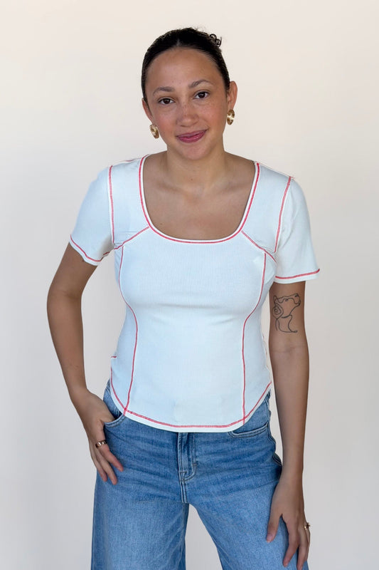 Becca Contrast Stitch Top