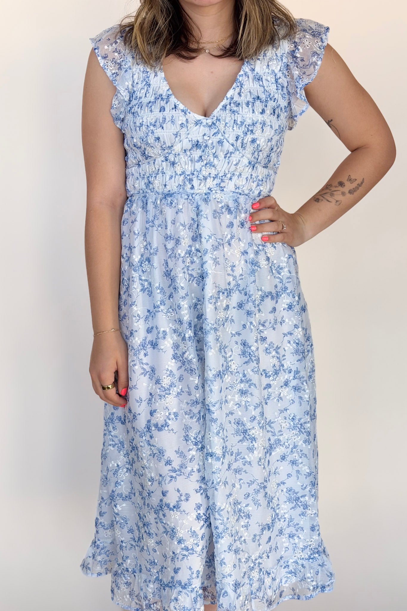 Stevie Ruffle Midi Dress