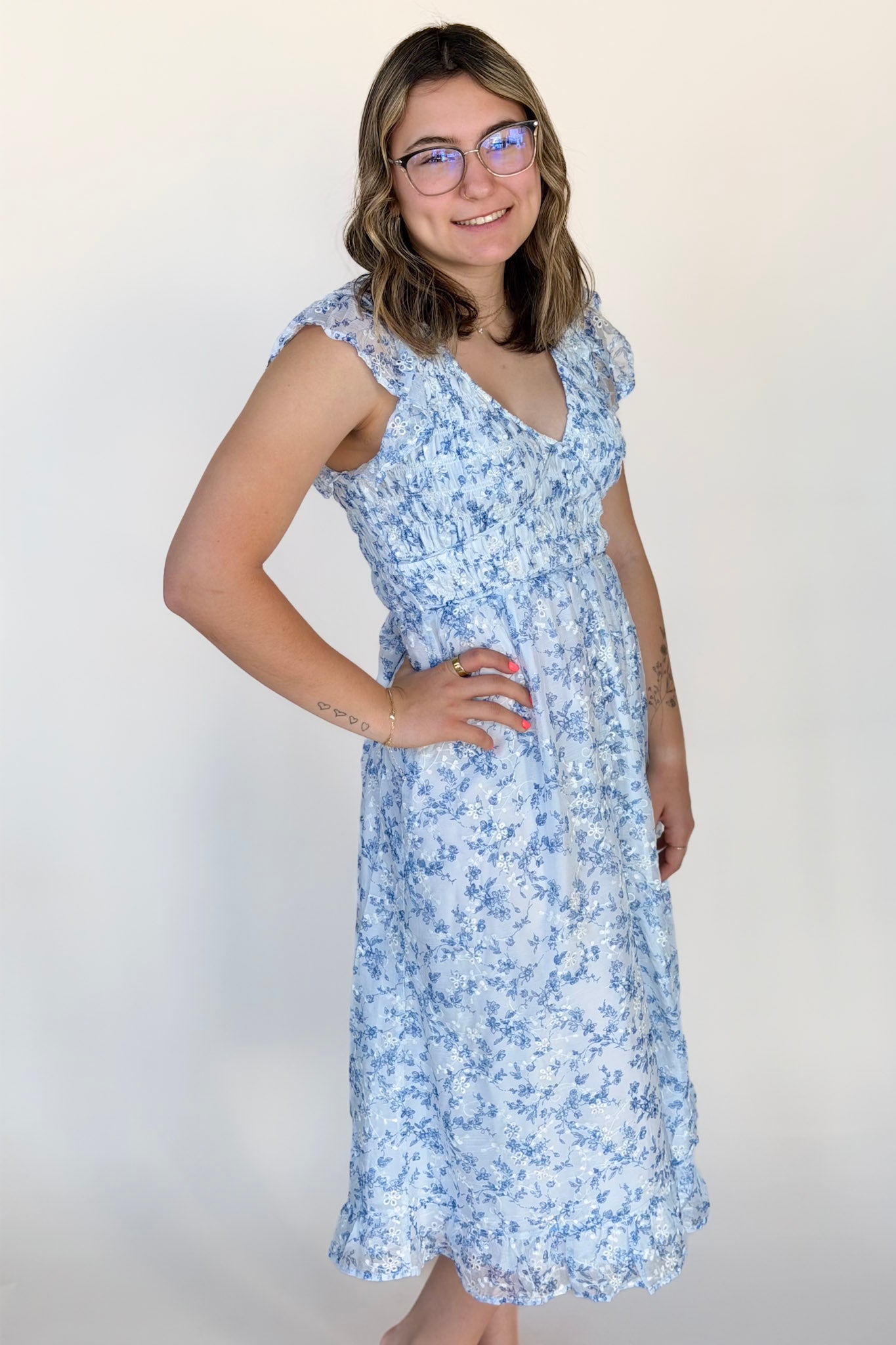 Stevie Ruffle Midi Dress
