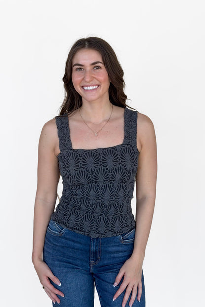 Lace Textured Square Top - more colors available