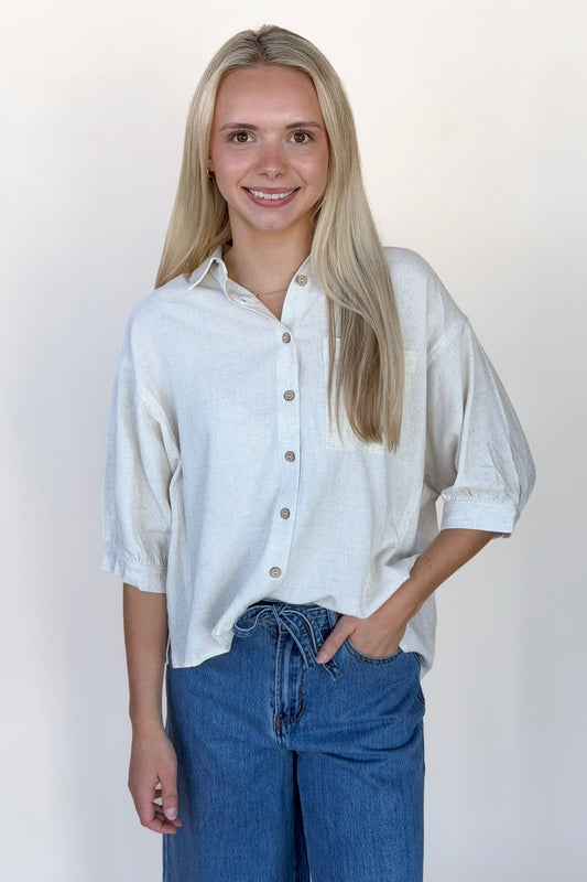Dani Linen Blend Button Down