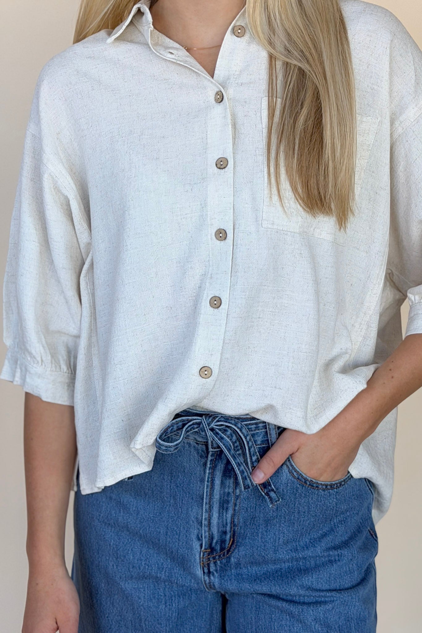 Dani Linen Blend Button Down