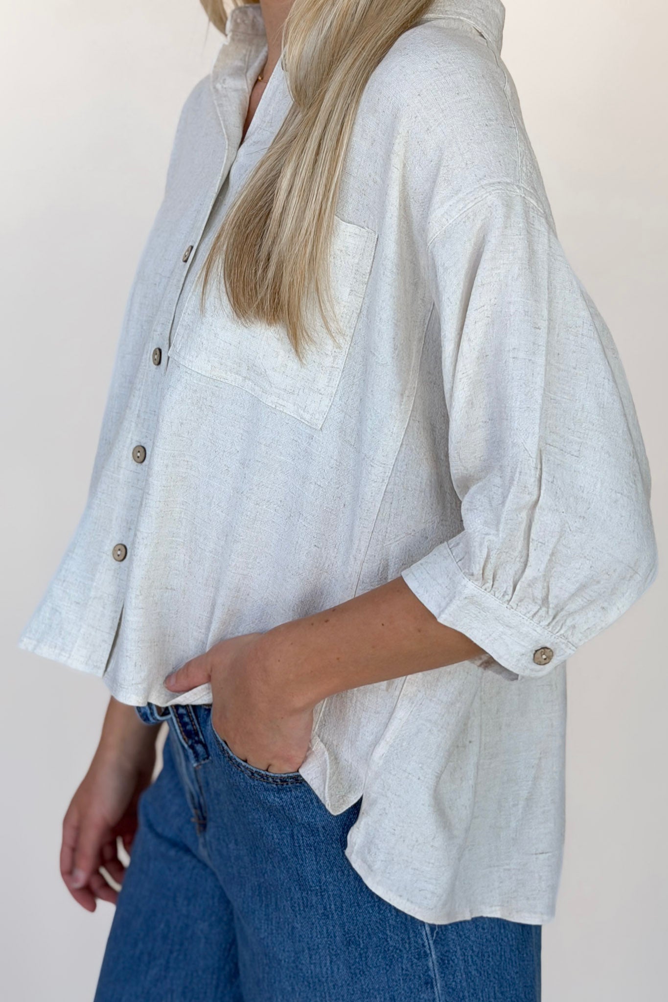 Dani Linen Blend Button Down