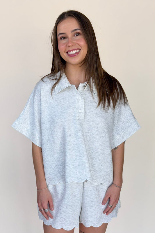 Mindy Scallop Collared Top