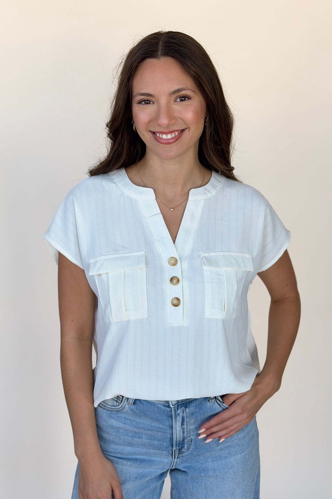 Ayla Stripe Pocket Top