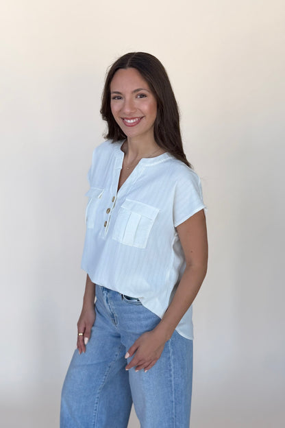 Ayla Stripe Pocket Top