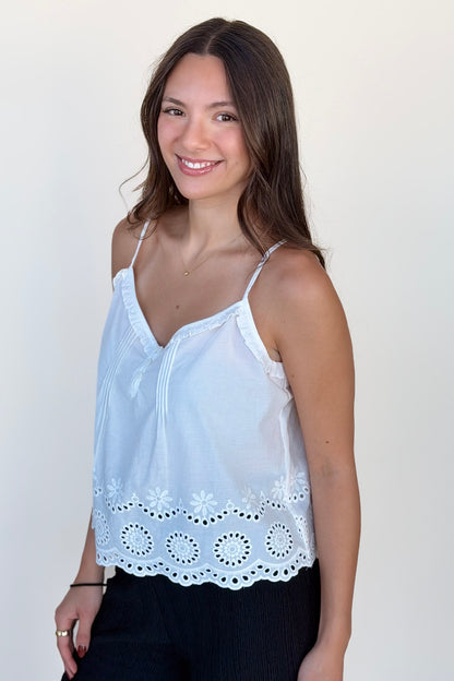 Amy Eyelet Button Front Tank