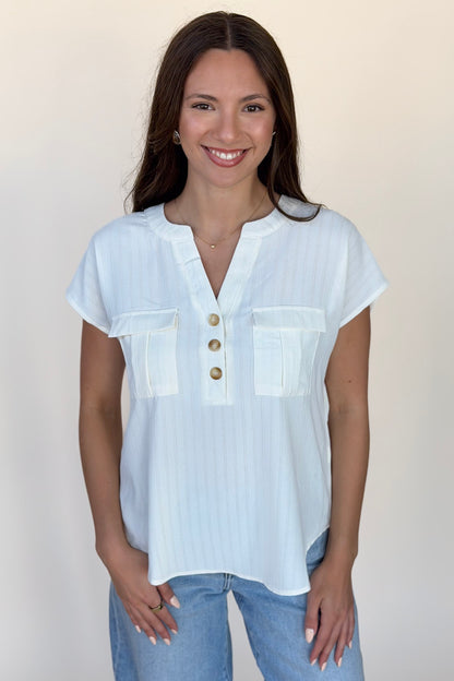 Ayla Stripe Pocket Top