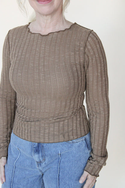 Bri Lettuce Hem Long Sleeve