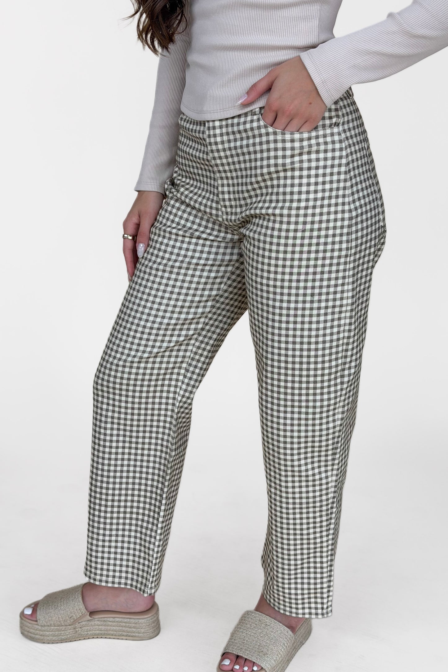 Livy Gingham Barrel Pants